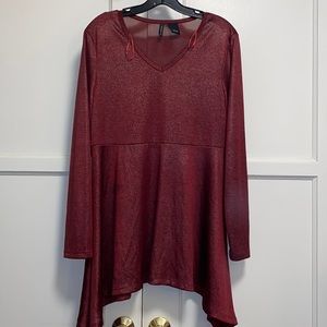 New Direction Large Sharkbite Swing Tunic Red Shimmer